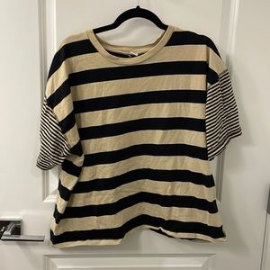 Boxy striped cropped t-shirt
